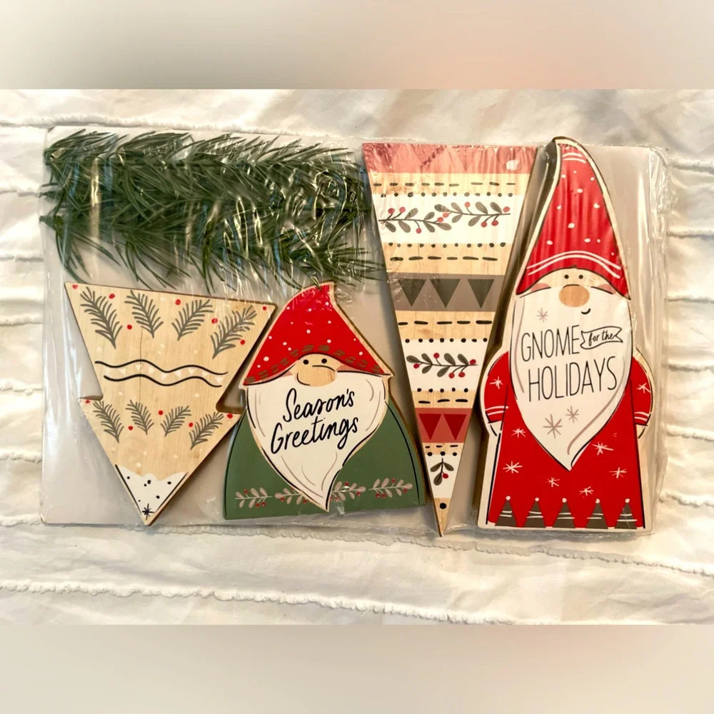 Holiday Time Christmas Gnome Characters Tier Tray Decor Set